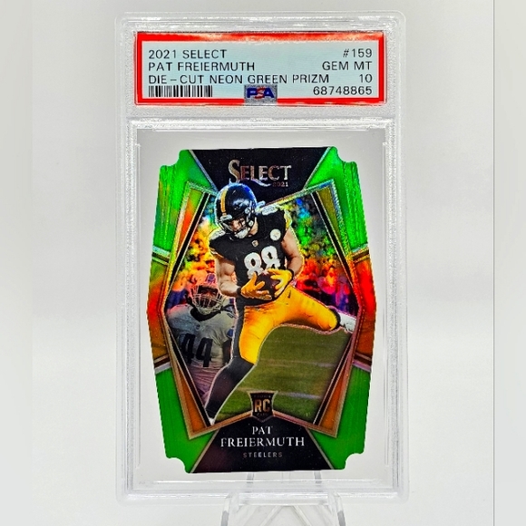 2021 Select Pat Freiermuth RC Neon Green Die Cut Prizm #'d /349 PSA 10 Premier